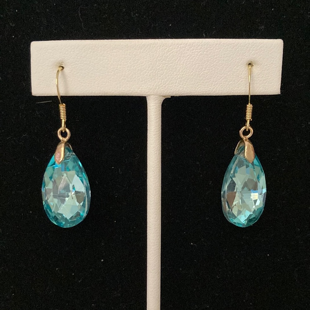 Turquoise Teardrop Crystal Earrings